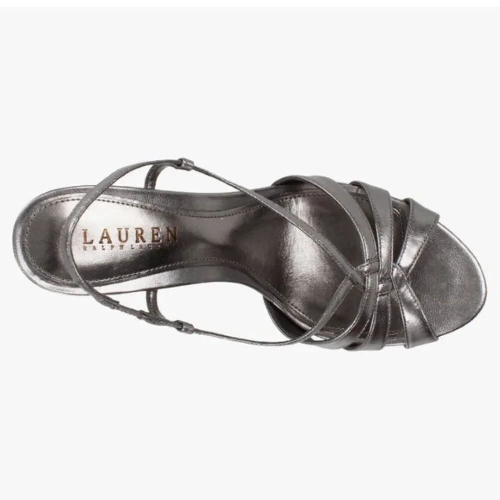 Lauren Ralph Lauren Silver Metallic Strappy High Heel Sandals